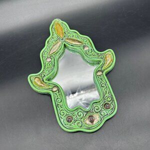 Vintage Mirror Green Gold Moroccan Tribal Style Decorative Wall Hanging Boho